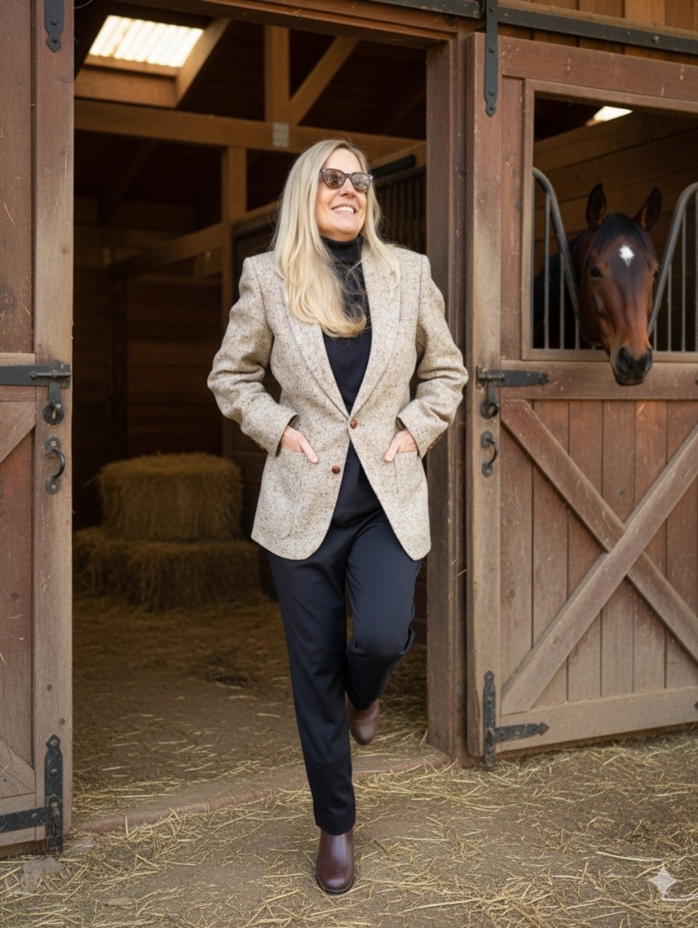 Vintage Broadstreet's Ex Cond & Pro Clean Long Tan Tweed Blazer, S, $50